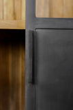 Vitrinekast - 85x40x185 - Zwart/naturel - Metaal/hout