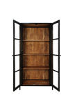 Vitrinekast Kingston - 90x40x185 - acacia/ijzer/glas