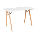 Moore – Schreibtisch – Weiß und Naturholz – MDF und Gummibaumholz – 120 x 60 x 75 cm