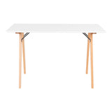 Moore – Schreibtisch – Weiß und Naturholz – MDF und Gummibaumholz – 120 x 60 x 75 cm