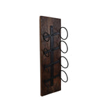 Laat je wijnflessen schitteren in dit tijdloze wand-wijnrek, vervaardigd uit prachtig oud hout en stevig metaal voor een duurzame en decoratieve oplossing.