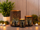 Noah - set de lanternes - noir/or - métal - Ø 8/10/14 cm