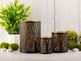 Noah - set de lanternes - noir/or - métal - Ø 8/10/14 cm