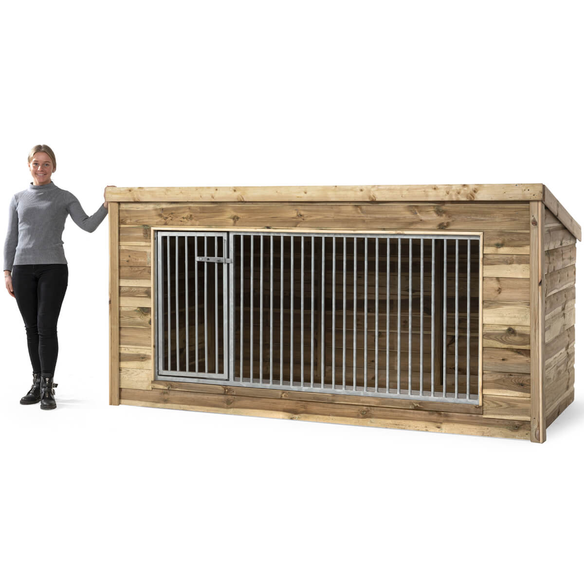 Hondenkennel Luna Voldux - hondenkennel met stevig tralies en Deurtje kan goed tenen weer en wind - hout in stijl