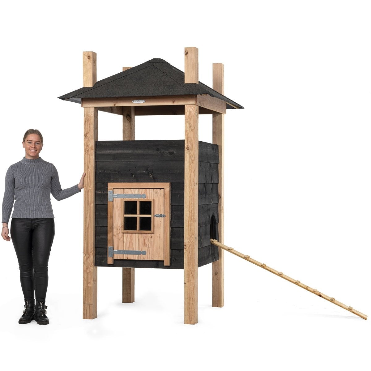 Konijnenhok Teun Voldux - Konijnenhok met deurtje en voederbak - Hout in Stijl